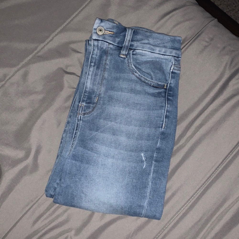 medium wash american eagle high rise skinny jeans